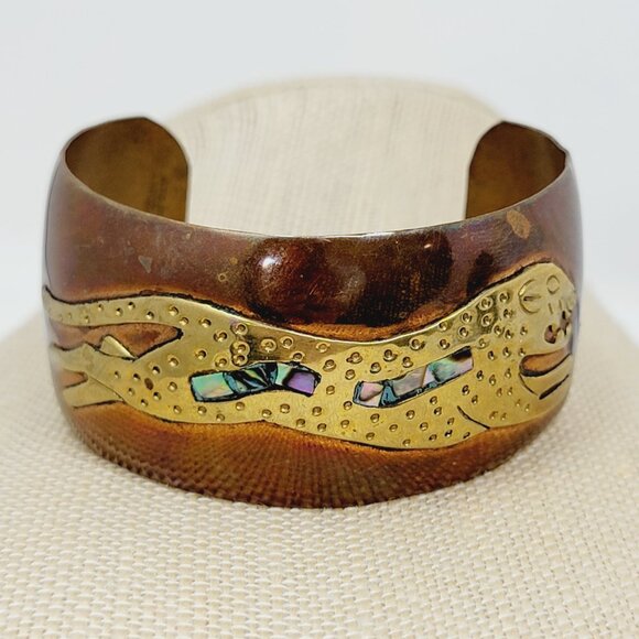 Vintage Copper and Brass Panther Cuff Bracelet – Hecho en Mexico - Picture 6 of 7